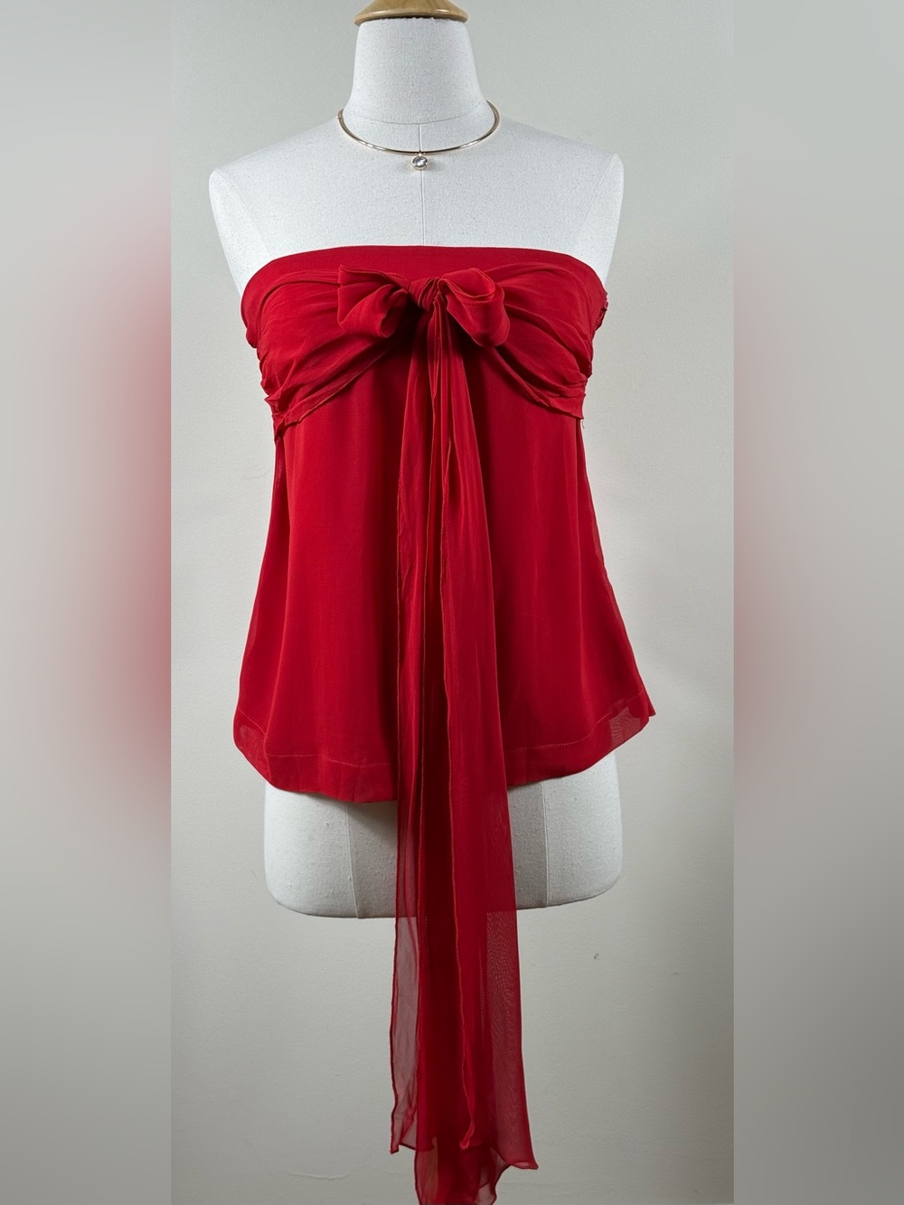 NWT Red Valentino Red Strapless Tie-Front Top